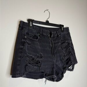 American Eagle Distressed Black Denim Shorts
